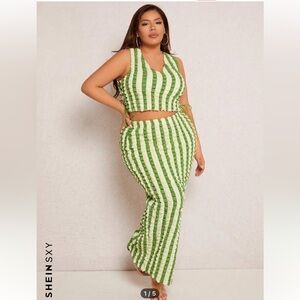 2 piece cropped top with a skirt set